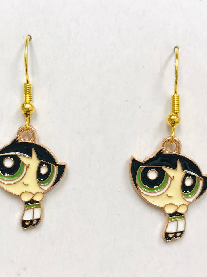 Black Hair Cute Girl Cartoon Anime Earrings for wholesale by SimpleNGreat