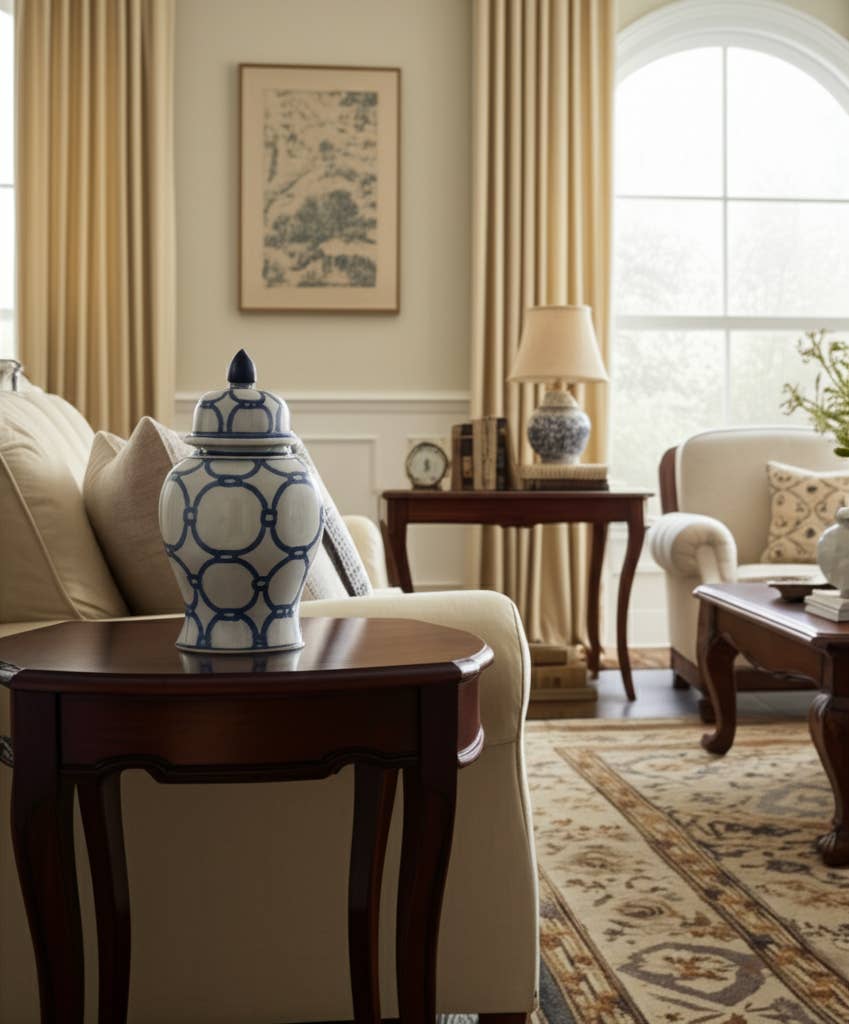 Sagebrook Home - Wholesale Decorative Jar - Ceramic Links Lidded Decorative Temple Jar - Blue, 14 in.13