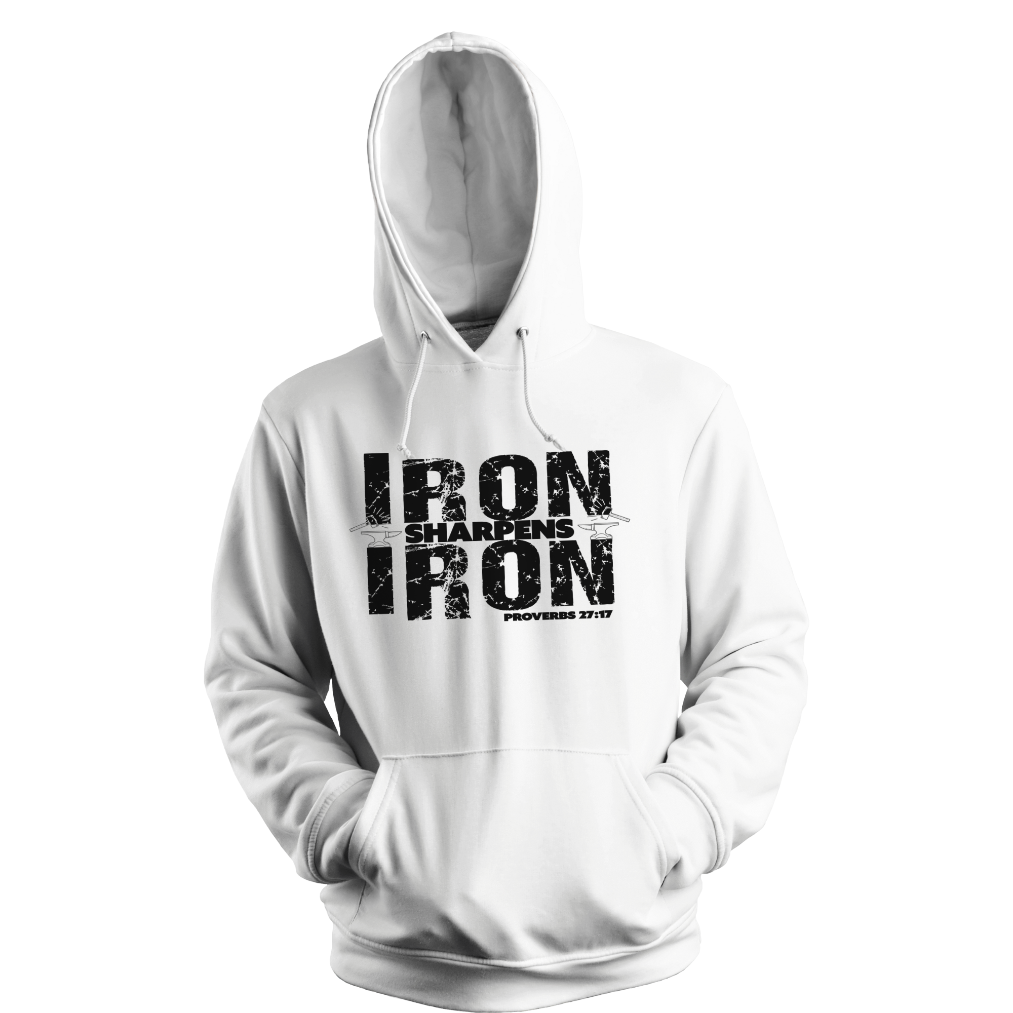 Love Ann Joy Apparel, LLC - Wholesale Hoodie - Men's - Iron Sharpens Iron Hooded Bible Verse Christian Sweatshirt2