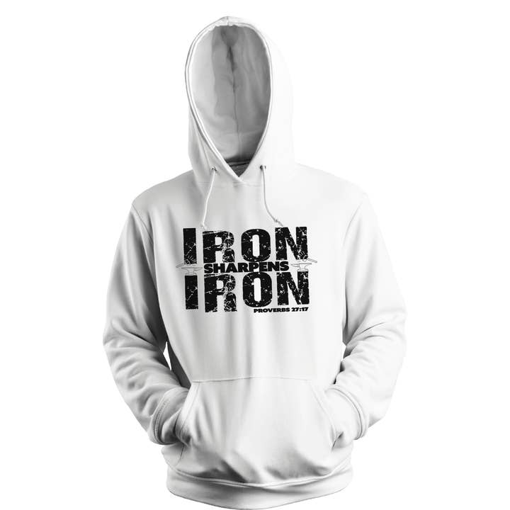 Love Ann Joy Apparel, LLC - Wholesale Hoodie - Men's - Iron Sharpens Iron Hooded Bible Verse Christian Sweatshirt2