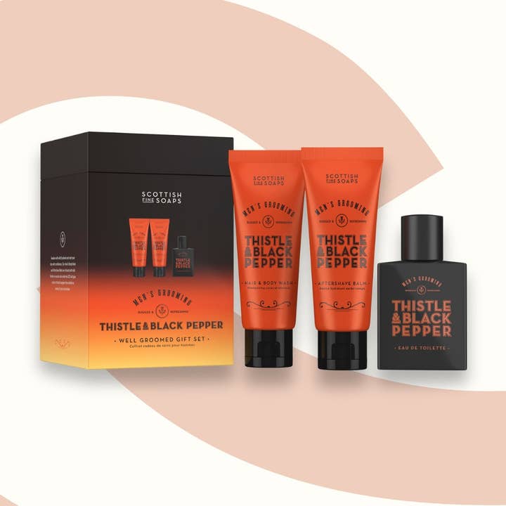 Thistle & Black Pepper Well Groomed Gift Set for wholesale by Scottish Fine Soaps
