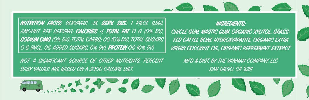 The VanMan Company - Wholesale Chewing Gum - *New* VanMan's Remineralizing Chewing Gum - 2 oz1