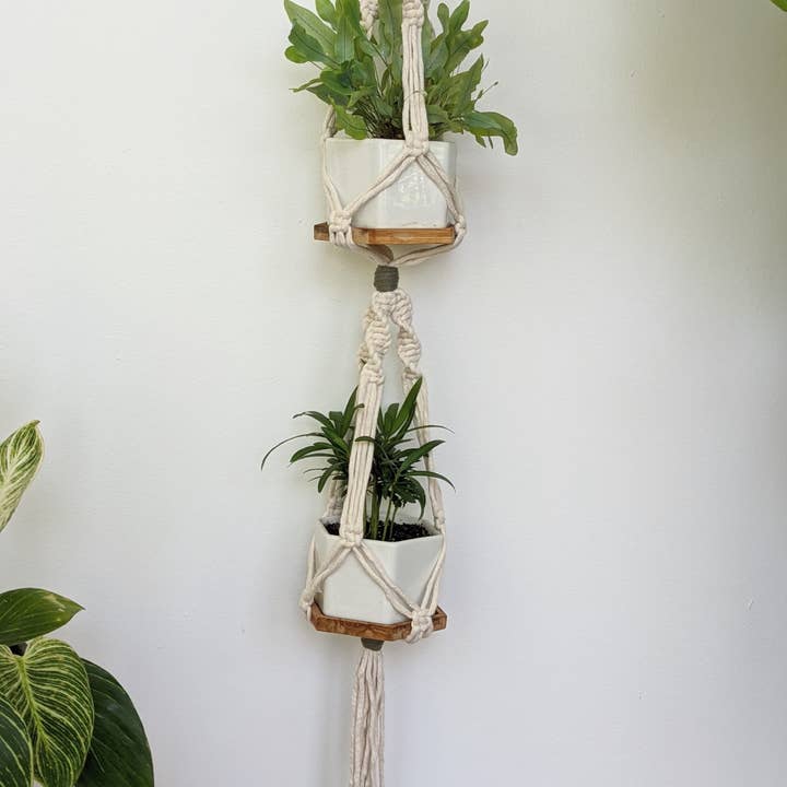 Leaf and Cord - Wholesale Hanging Planter - Small Double Plant Hanger