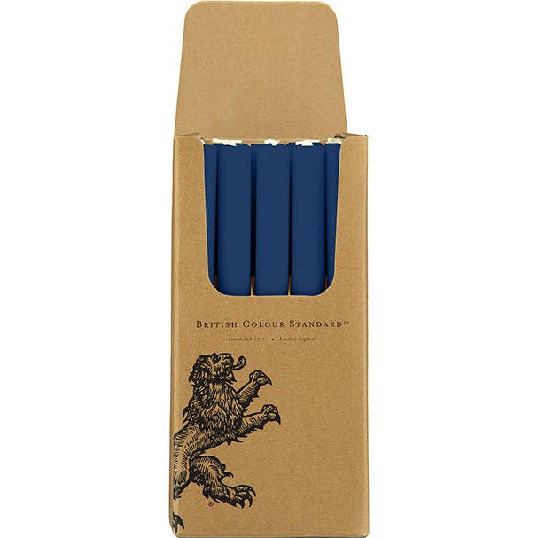 Midnight Blue Eco Dinner Candles, 25 per pack for wholesale by BRITISH COLOUR STANDARD