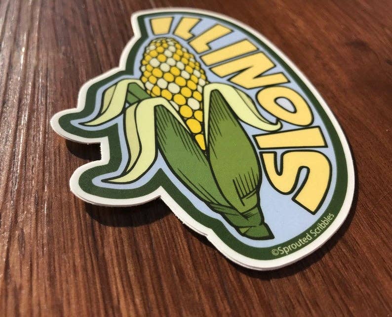 Sprouted Scribbles - Wholesale Sticker - Cute Illinois Sticker Corn Husk Human Drawn Vinyl Decal3