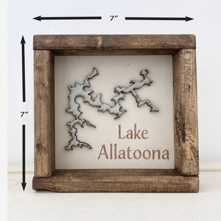 Pine Designs - Wholesale Sign - 7 x 7 "Any" Lake Name and Shape 3D Art Wood Sign