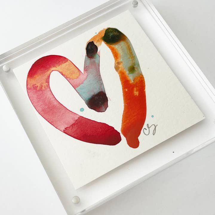 Acrylic Block Red Heart Painting for wholesale by Carrie Song Art