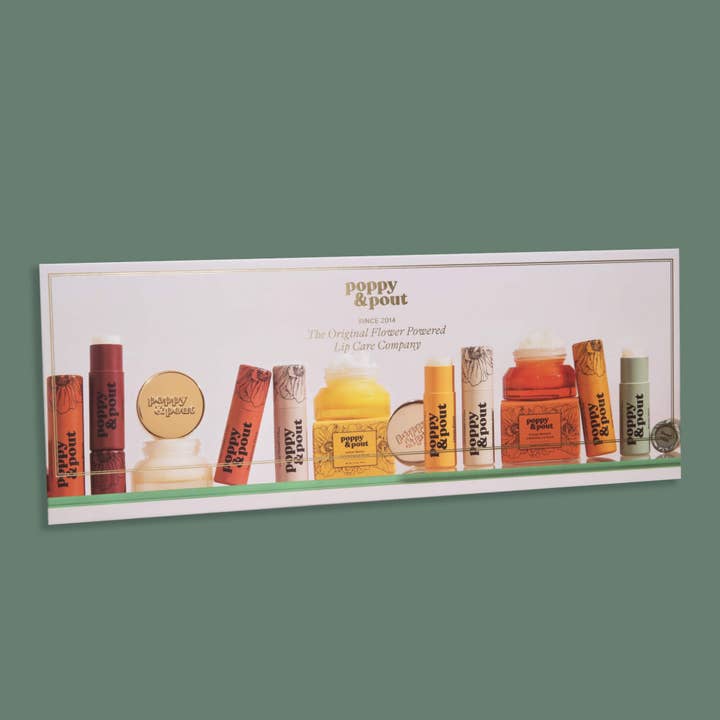 Poppy & Pout - Wholesale Retailer Display - Beauty & Wellness - Magnetic Sign, Lip Balm, Fits 40-Tube Display