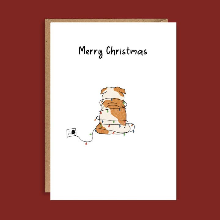 Illustrated Bulldog Christmas Greeting Card A5 High Quality for wholesale by EscDesignsUK