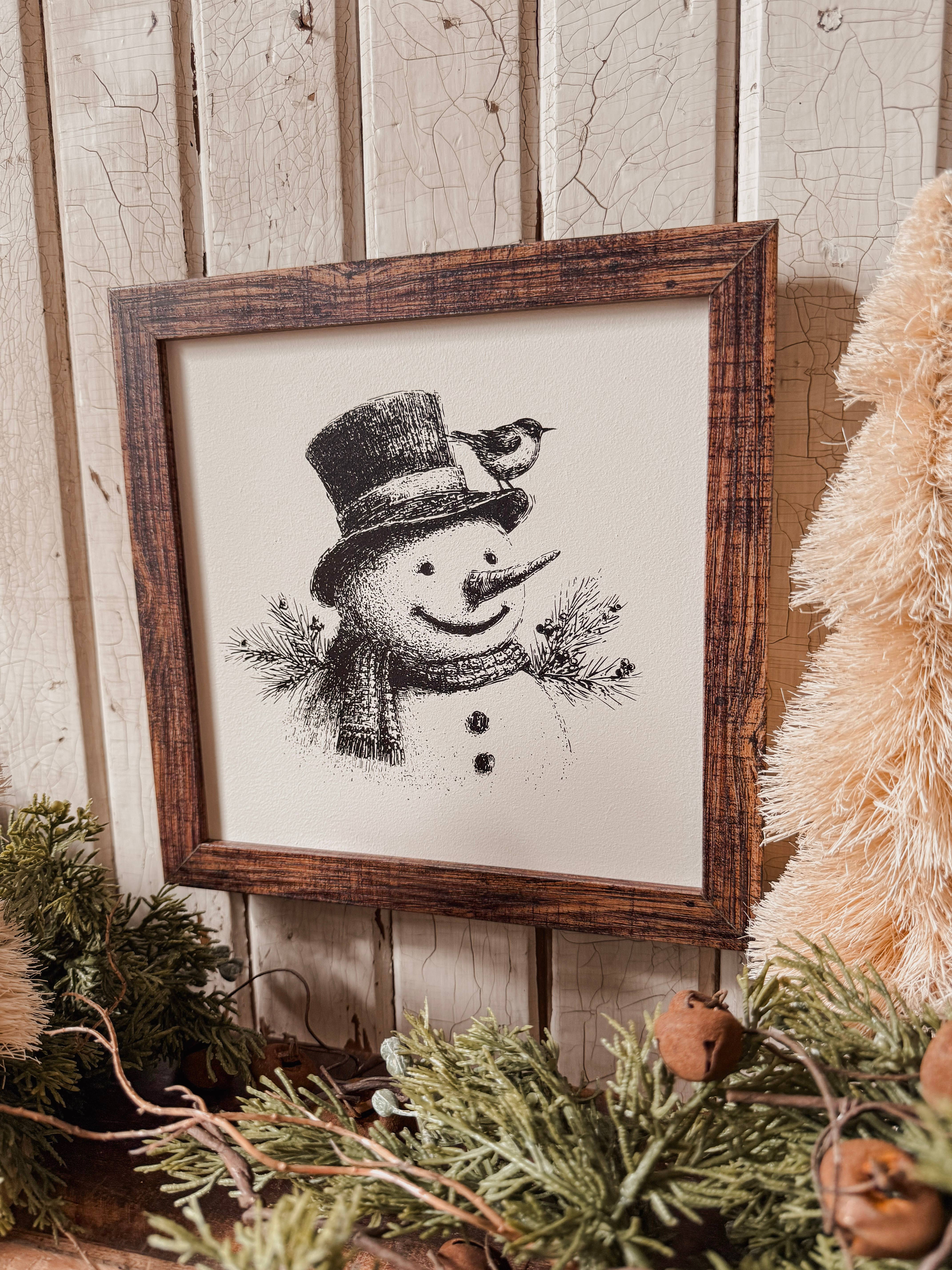 WillowBee Signs & Designs - Wholesale Sign - Black/White Vintage Snowman Face Wood Sign4