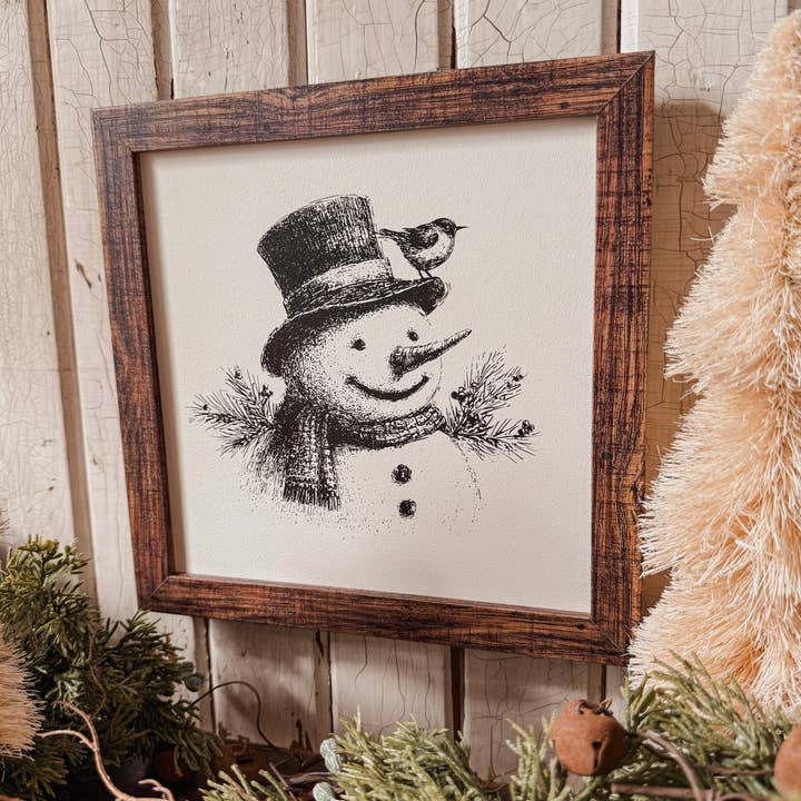 WillowBee Signs & Designs - Wholesale Sign - Black/White Vintage Snowman Face Wood Sign4