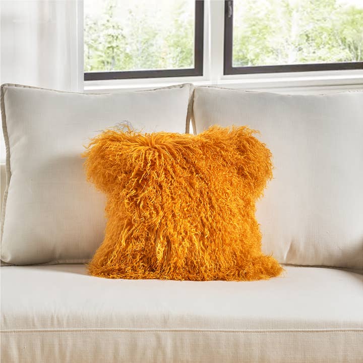 HUIRESOURCE - Wholesale Throw/Decorative Pillow - Mongolian Lamb Fur Throw Pillow - 16 x 16 inchesMongolian 1