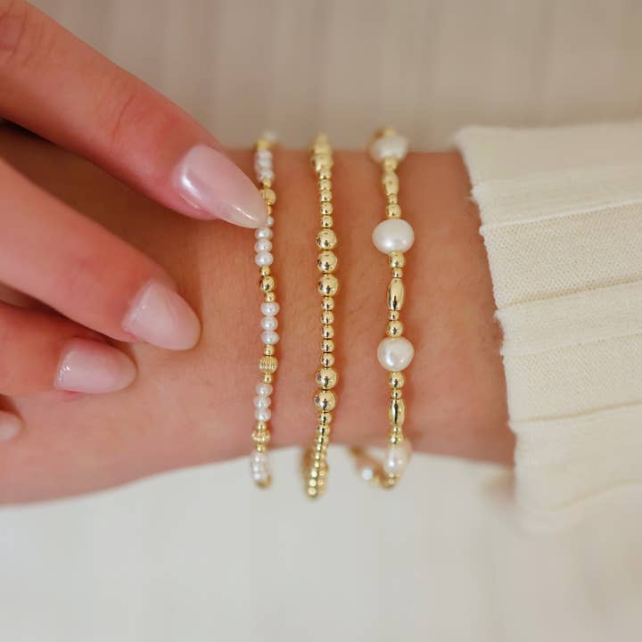 bara boheme - Vendita all'ingrosso Bracciale con perline - Basilea | Bracciale con Perline Placcato Oro con Perle2