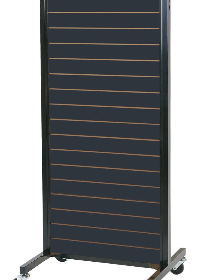 Black Metal Framed Rolling Slatwall Merchandiser for wholesale by Store Supply Warehouse