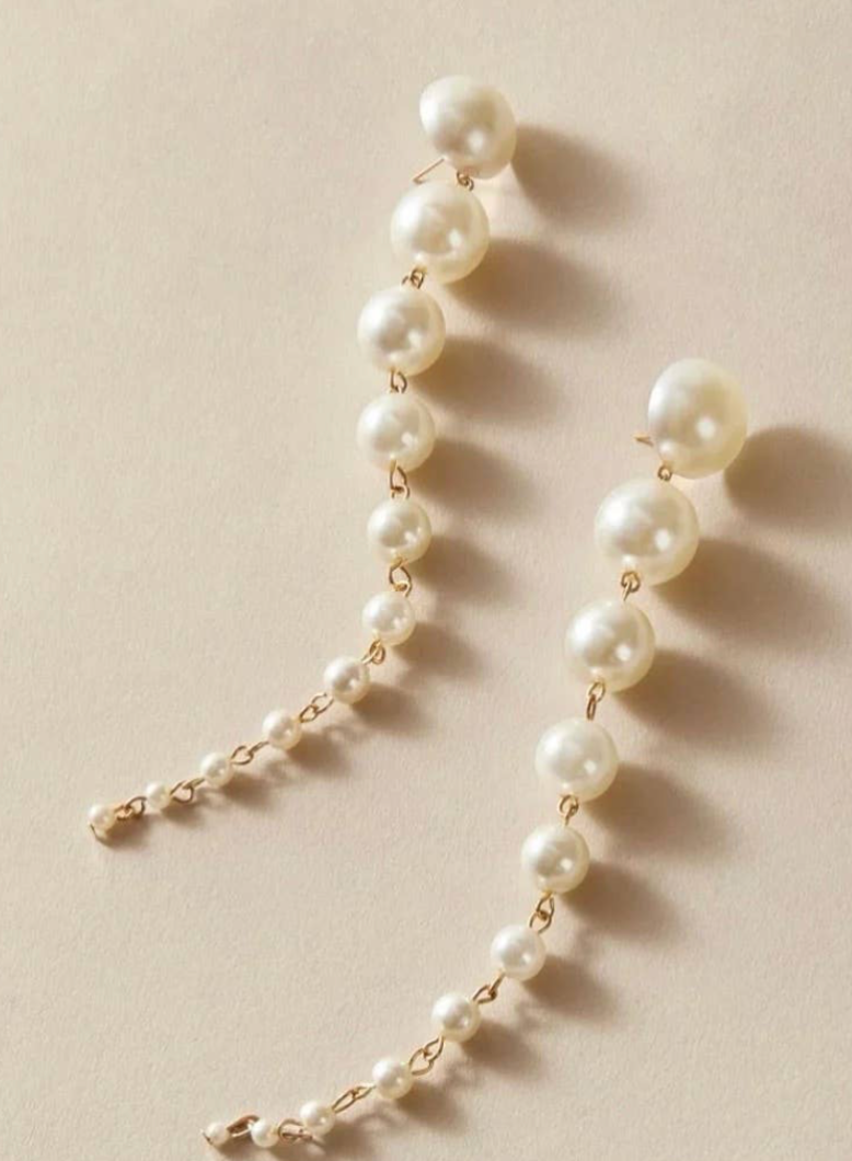 HoopLa - Wholesale Dangle Earrings - Penelope Pearl Duster Earring- Steel Post 3