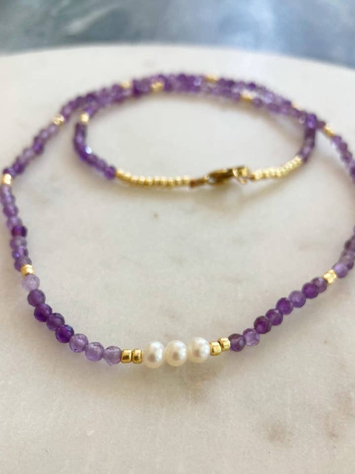 Dainty Amethyst Necklace for wholesale by Designed by Emily Ann
