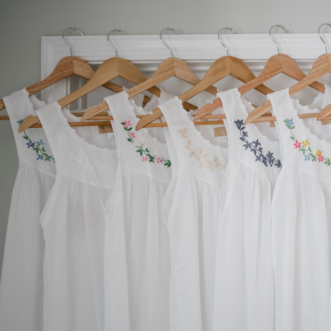 Maison d' Haiti - Wholesale Nightgown - Women's - Embroidered Cotton Nightgown - White Floral Design2