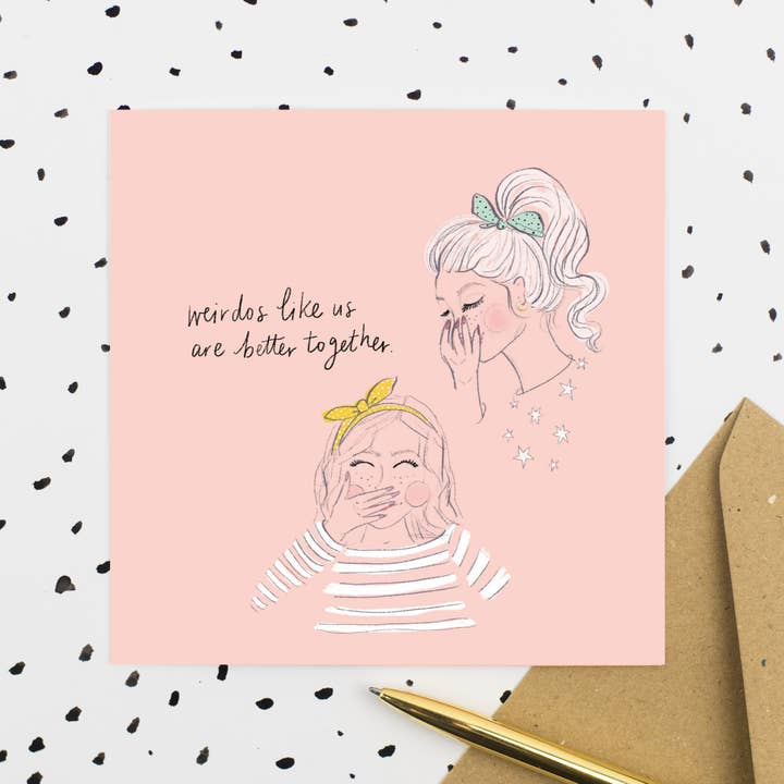 WEIRDOS LIKE US Greeting Card for wholesale by Pickled Pom Pom