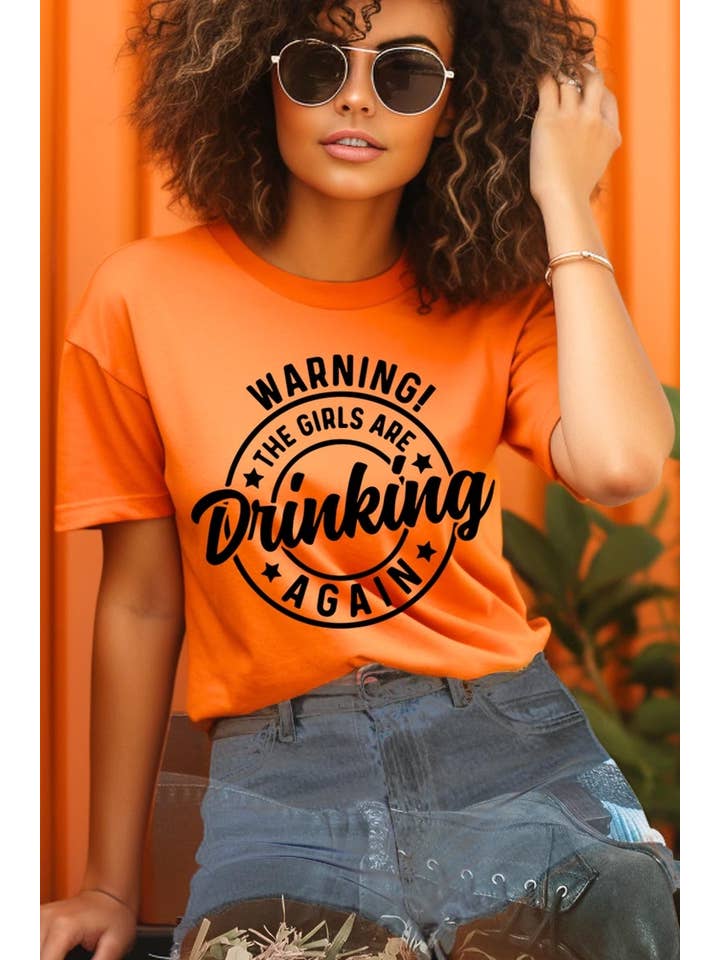 COLORBEAR - Wholesale T-Shirt (Graphic) - Women's - WARNING! THE GIRLS ARE DRINKING AGAIN Graphic Tee