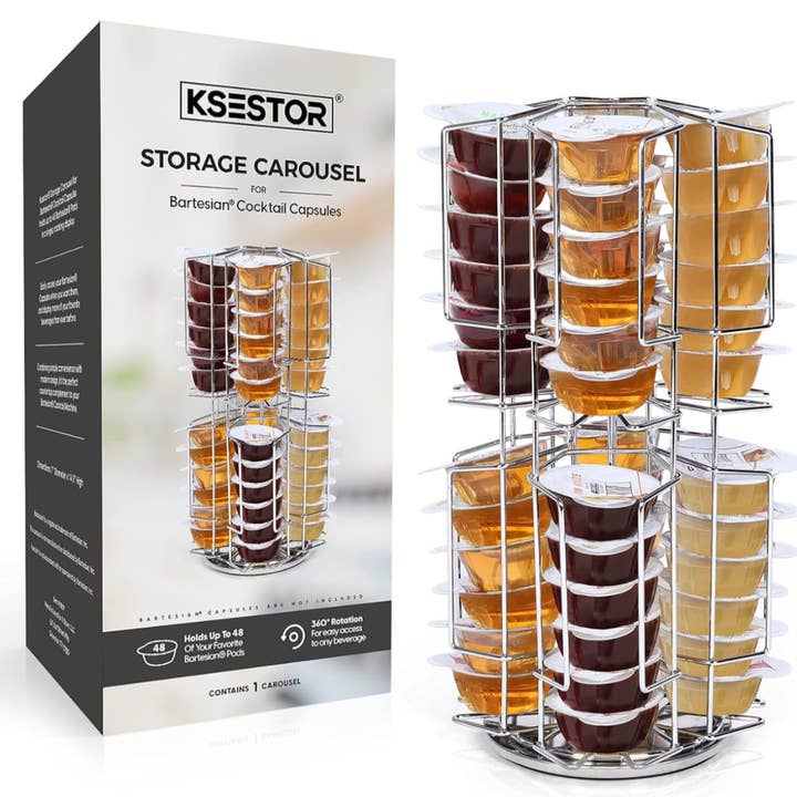 KSESTOR - Wholesale Kitchen Storage/Organizer - Storage Carousel for Bartesian Capsules - Holds 48 Pods