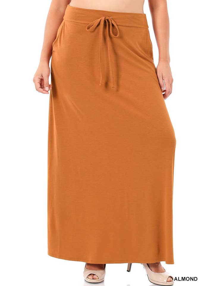 Vanilla Monkey - Wholesale Skirt - Women's - Plus Maxi Skirt Drawstring & Pockets