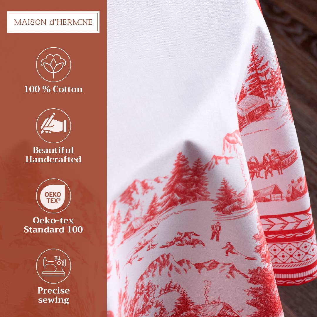 Maison d'Hermine - Design in Every Thread - Wholesale Tablecloth - Tablecloths 100% Cotton - 3 Shapes - Winter Jouy7