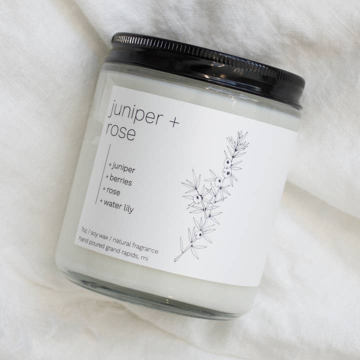 sable candle co. - Wholesale Jar/Filled Candle - Juniper + Rose 7oz Classic Soy Wax Candle0