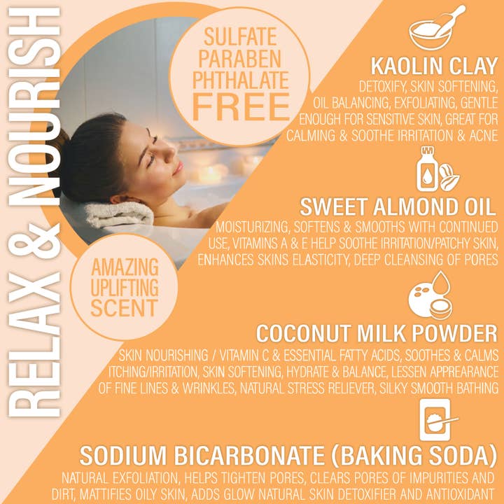 Luxiny Products - Luxurious Bath and Body - Wholesale Bath Soak/Milk - Bath Soak | Coconut Milk | Orange Creamsicle | Bath Fizz3