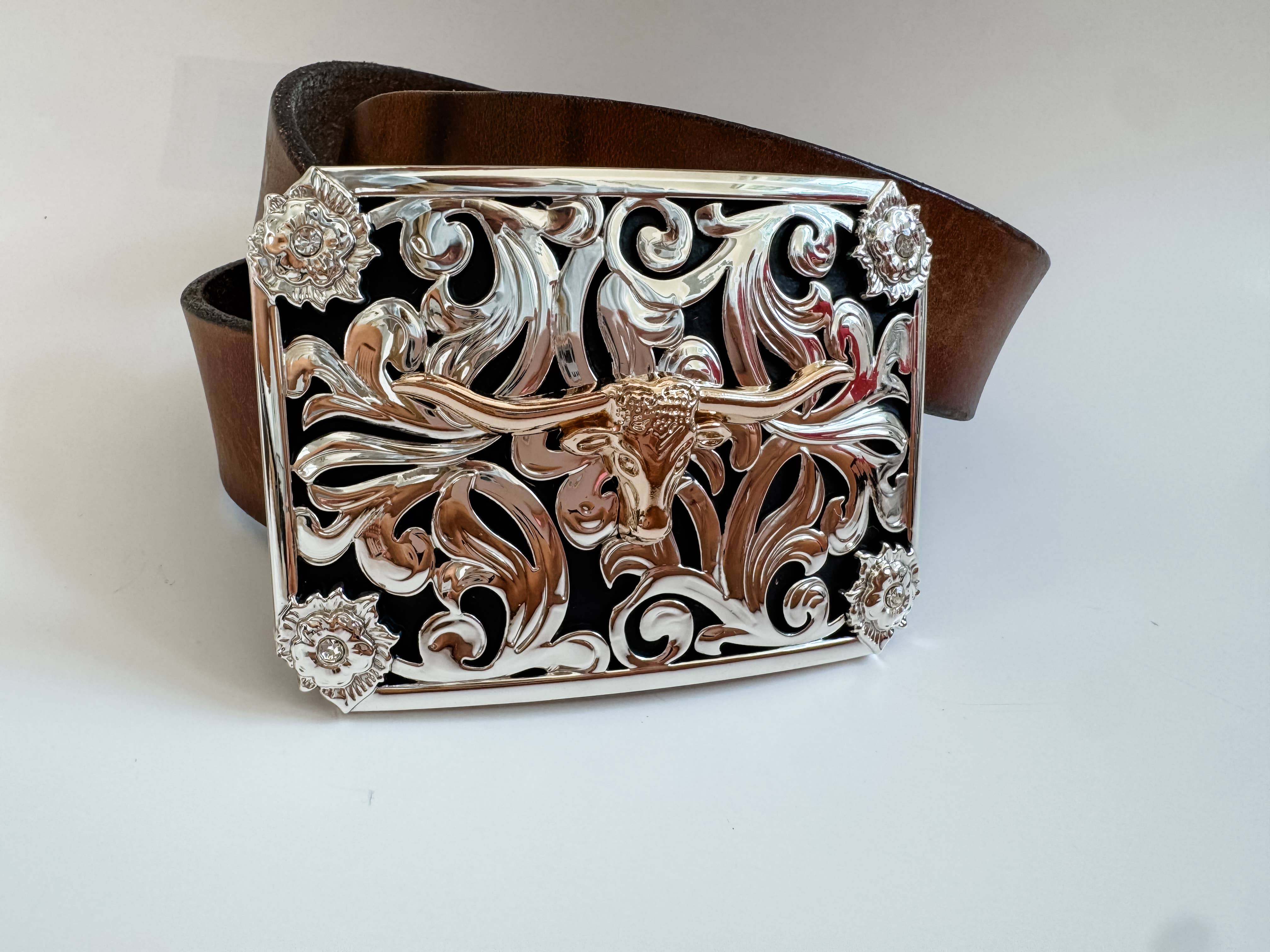 Boho Ranch Shop - Wholesale Belt Buckle - Unisex - Western Longhorn Steer Metal Belt Buckle8
