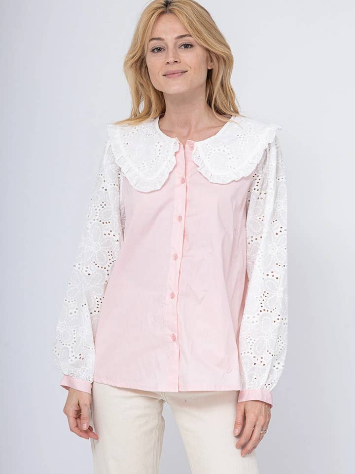 Pépouz' Paris - Wholesale Button Down Shirt - Women's - Lace Peter Pan collar shirt PC25219
