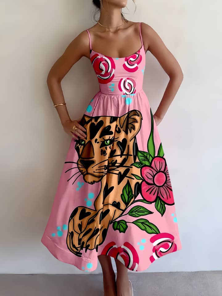 Rosa Clothing - Wholesale Dress - Women's - Lemons Check & Cheetah Floral Print Sundress4