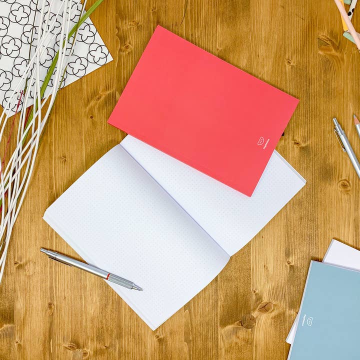 PepMelon - Wholesale Notebook - Dotted notebook, 108 page, soft touch cover, A4/A5/A5 pad, 24 color drop and tile pattern, black, blue, red, green, purple3