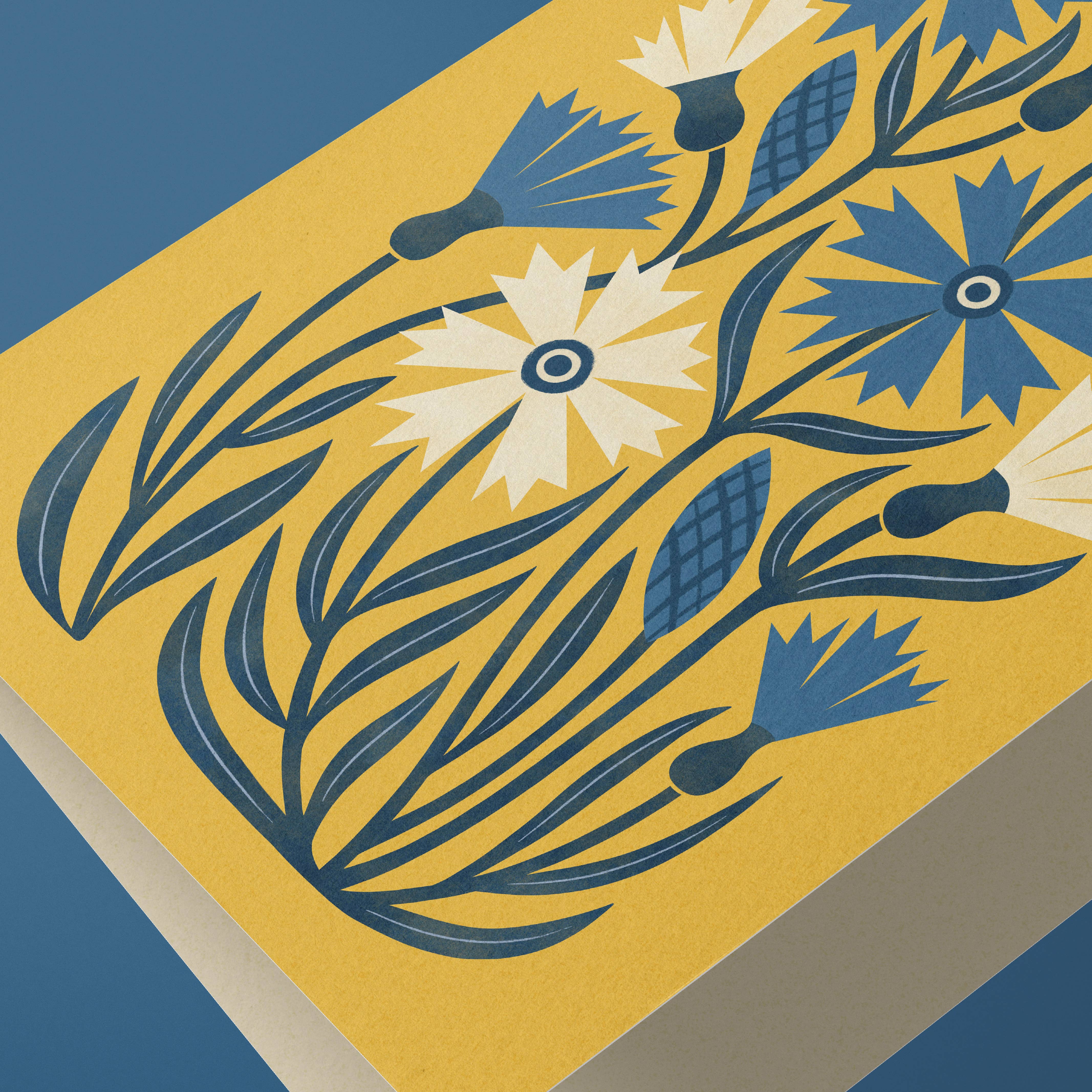 Bird & Co Studio – wholesale Everyday greeting card – Cornflower | Modern-Retro Floral Reusable Greeting Card2