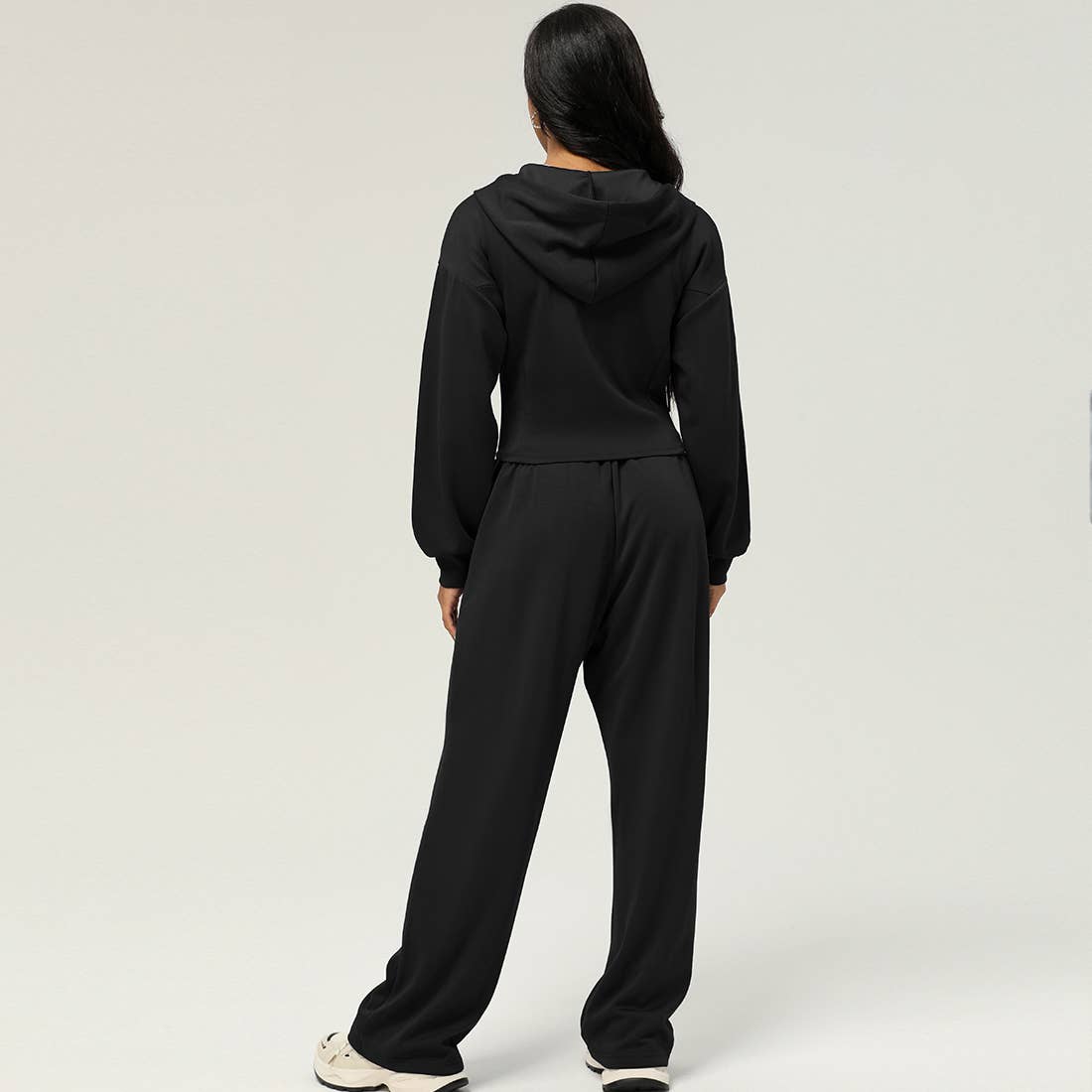 Sodalemon - Wholesale Activewear Set - Women's - 2pcs Zipper Hooded Jacket Drawstring Pants Sport Set11