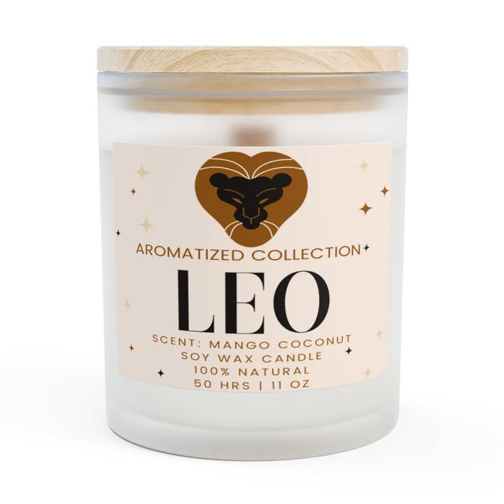 Leeuw Sterrenbeeld Kaars, Mango Kokosnoot Geurende Soja Kaars, Astrologie Cadeau, Natuurlijke Was Kaars, Woondecoratie, Ontspanningskaars voor wholesale door Aromatized Collection