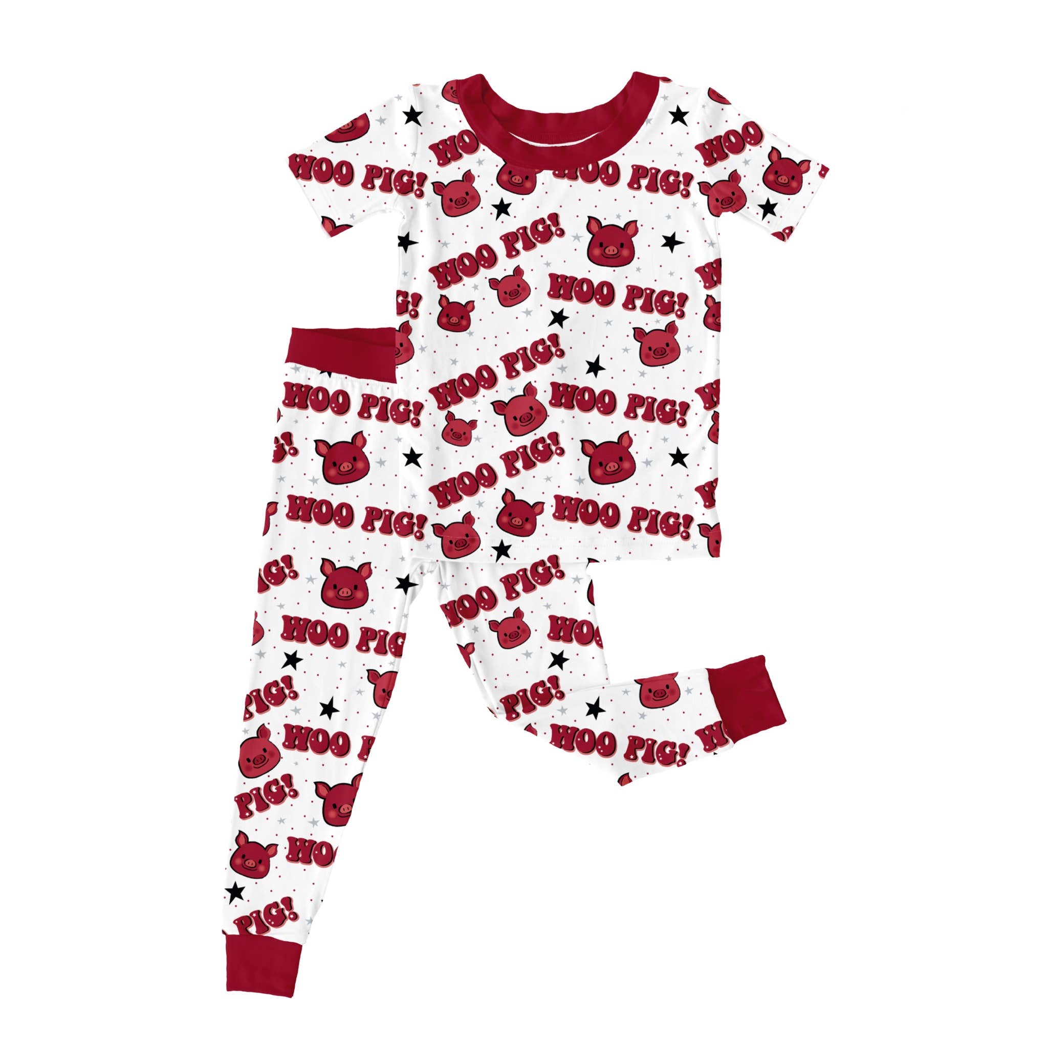 Southern Refinery - Vente Haut et bas de pyjama – enfant - Pyjama Arkansas Razorbacks Woo Pig Soie en bambou non sexiste 4