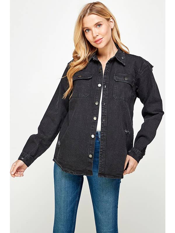 Zwart Denim hemden voor dames voor groothandel op Faire3