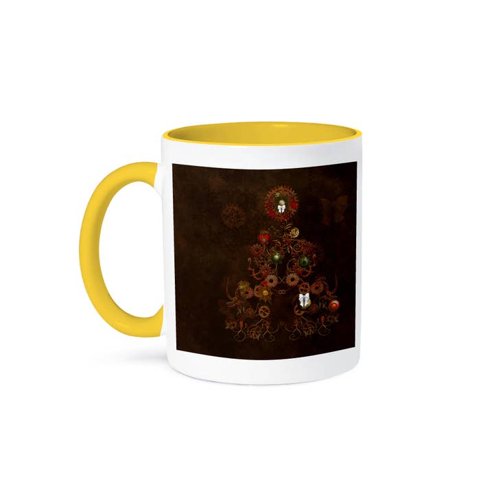 3dRose - Wholesale Coffee Mug - 3dRose, A decorated Steampunk Christmas tree of gear clockwork in brown, Mug