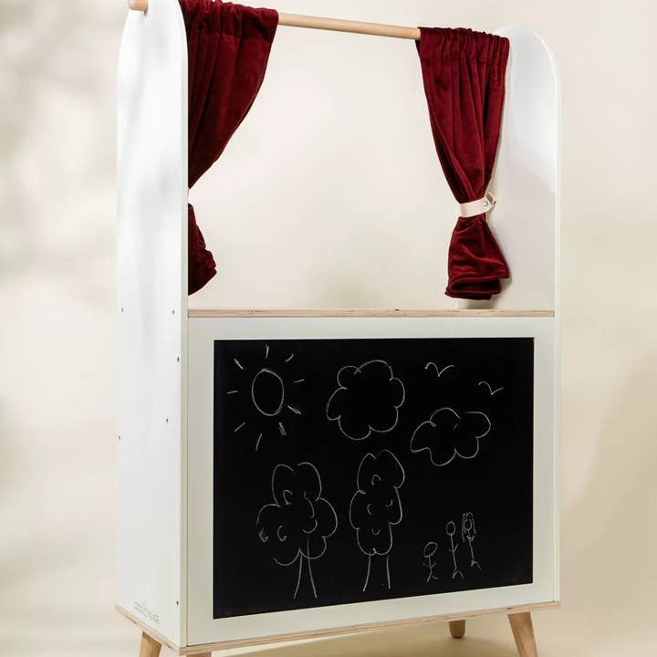 Coco Village - Venta al por mayor Juguete de madera - Niños - Stand de madera para teatro y mercado de juegos 2 en 1