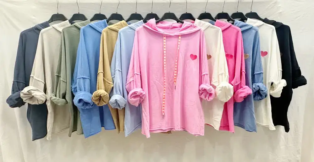 Mimi & Gogo - Wholesale Hoodie - Women's - Embroidered heart hoodie @9020_SweatCoeur5