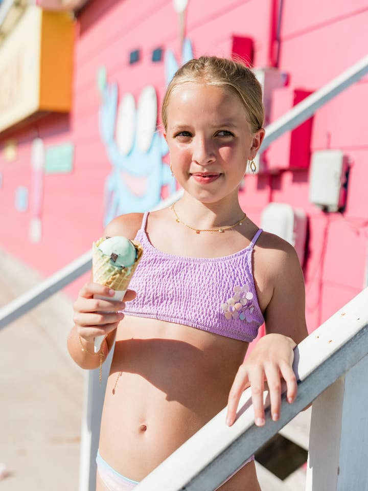 Chipote Pas - Wholesale Two Piece Swimsuit - Kids - Isis Sunset solid two-piece swimsuit for girls