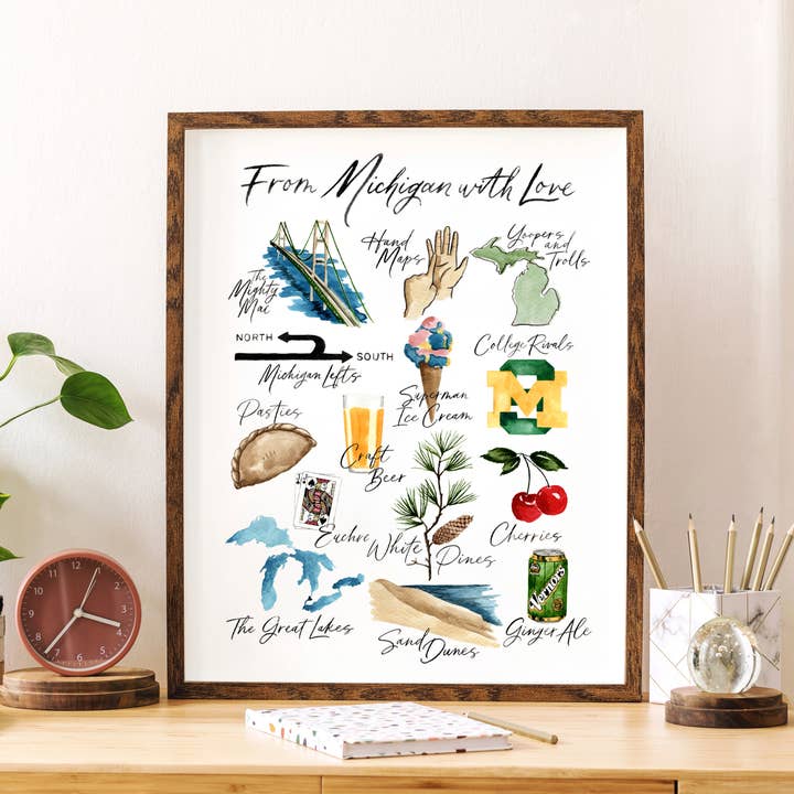 NorthHouse Creative Co. - Wholesale Art Print - "From Michigan with Love" Classic Michigan Watercolor Print6