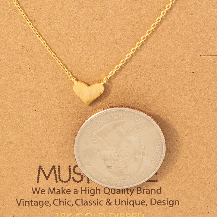 Fame Accessories - Wholesale Pendant/Charm Necklace - Brushed Heart Dainty Pendant Necklace