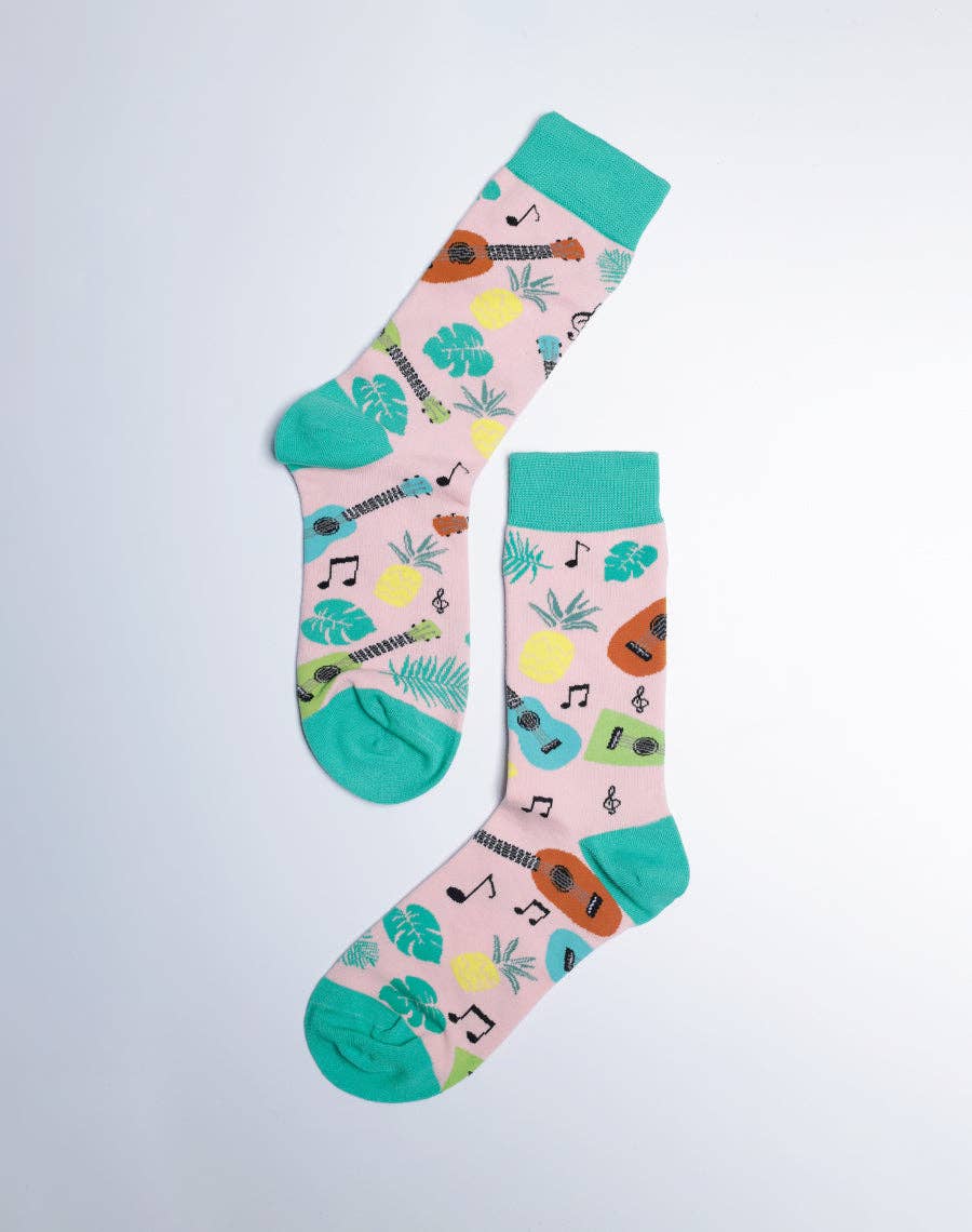 Just Fun Socks - Vente Chaussettes – femme - Chaussettes Tropical Ukulele Crew pour femmes1