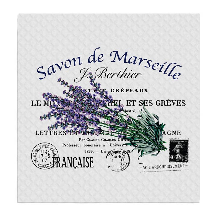 Avery Lane Gifts – wholesale Dishcloth – Savon de Marseille Lavender French, SWEDISH DISH CLOTHS