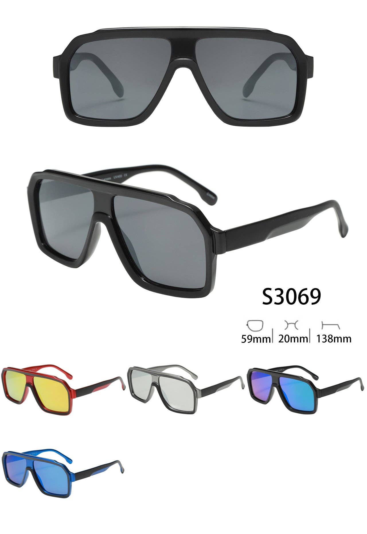 Prime Opticals - Wholesale Zonnebrillen - Heren - S3069, eenvoudige lichtgewicht klassieke trendy stijl0