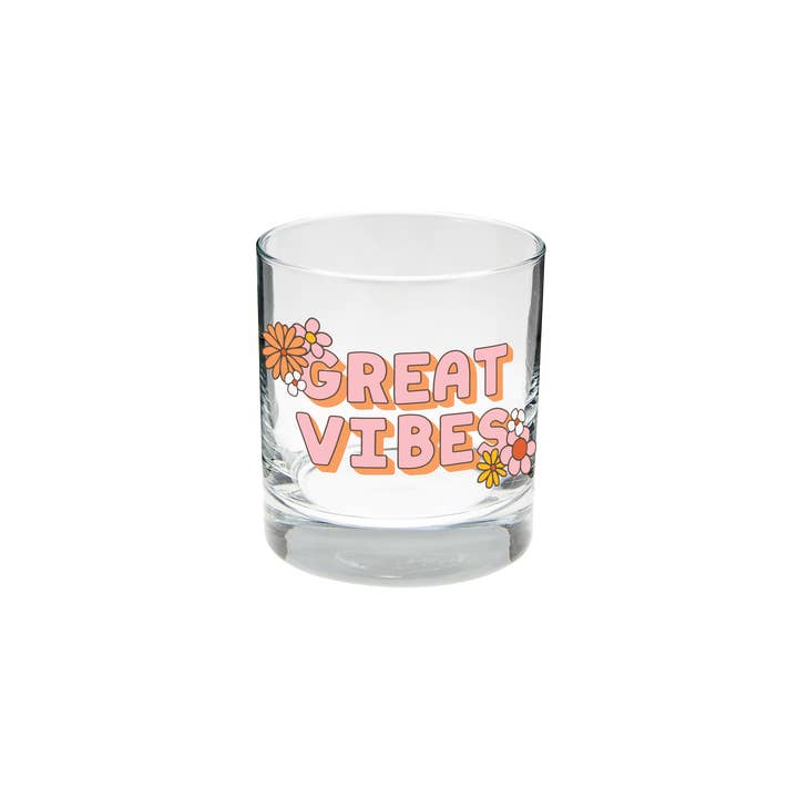 Talking Out of Turn - Wholesale Cocktail/Liquor Glass - Flower Power Individual Rocks Glasses