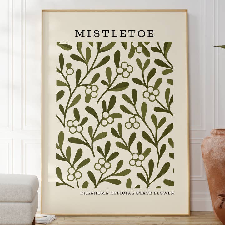 The FlatFile Society - Wholesale Art Print - Oklahoma State Flower Art Print – Mistletoe