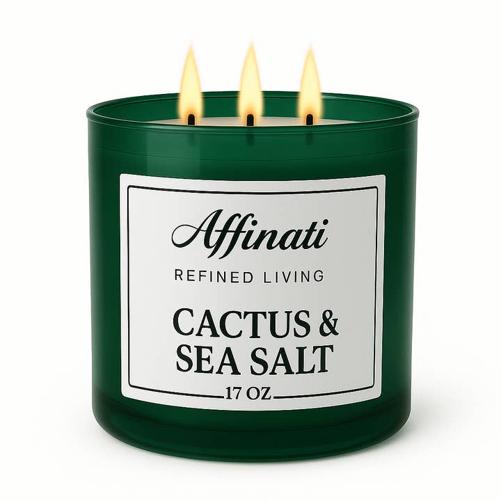 Bougie 3 mèches Cactus & Sel Marin pour la vente par Affinati