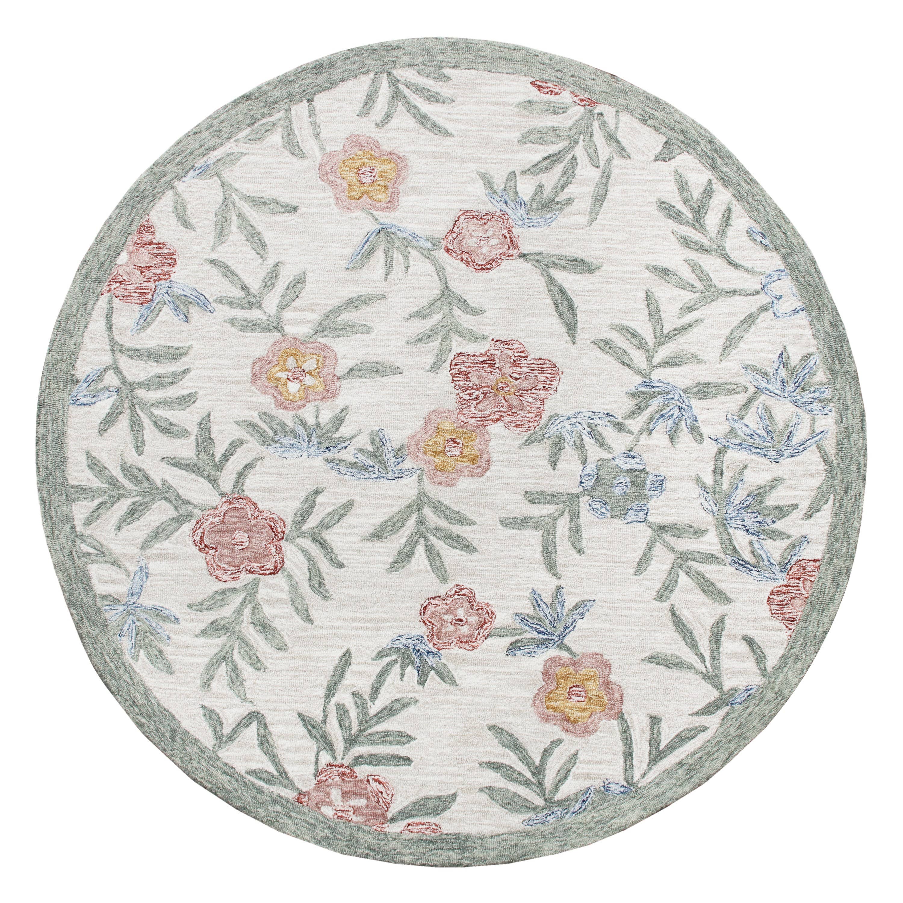 LR Home - Wholesale Area Rug - Raelyn Vintage Floral Hand-Tufted Wool Round Indoor Area Rug59